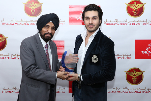 Ahsan Khan greets fans at Thumbay Medical & Dental Specialty Centre 