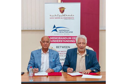 Gulf Medical University and Meridian Health Care sign MoU to enhance Advancement of AI in Healthcare, Research, and Education